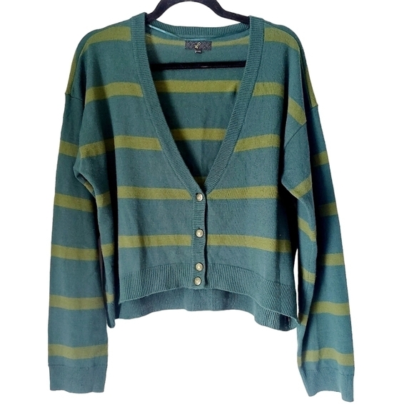 G:21 Sweaters - G:21 Green Boxy Striped Cardigan XXL